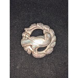 Vintage Georg Jensen Denmark Sterling Silver .925 Dove Wreath Brooch Pin 123